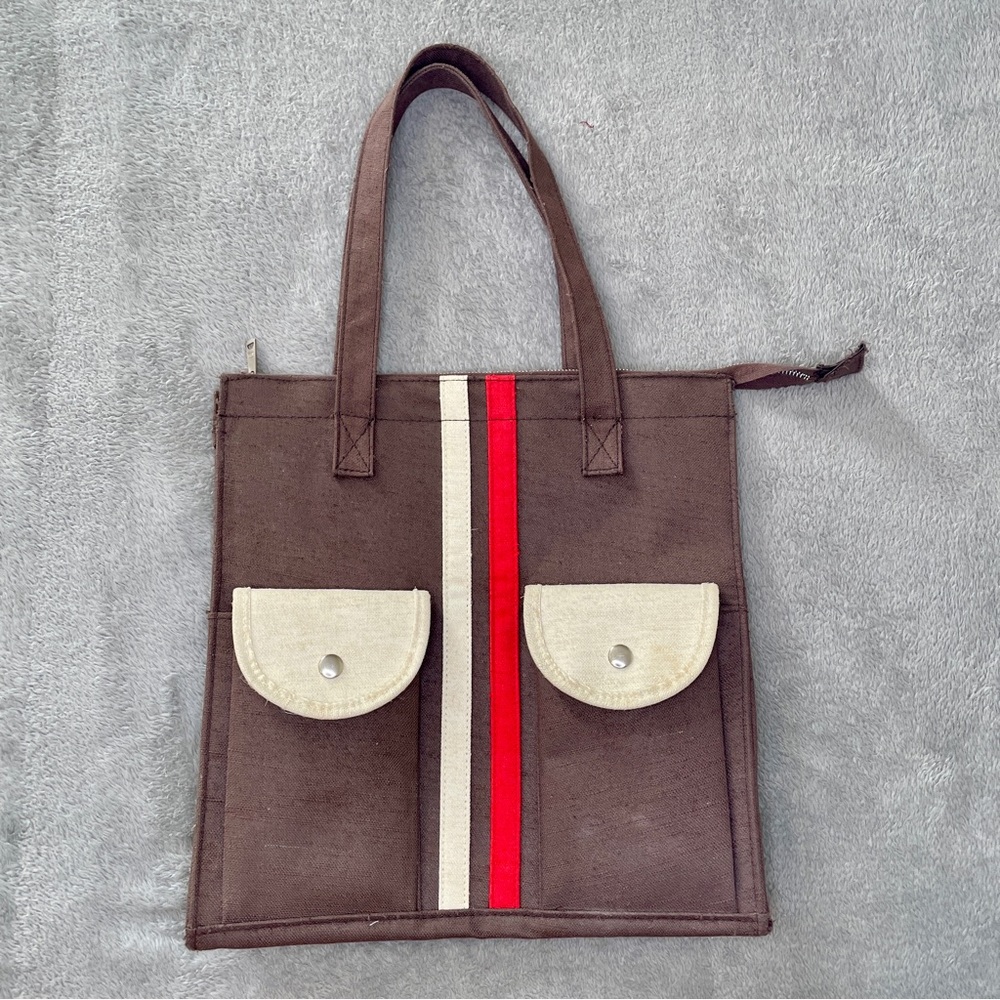 Vintage 70s brown canvas bag / tote bag